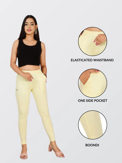 Ankle Length Western Wear Cream Boondi Legging