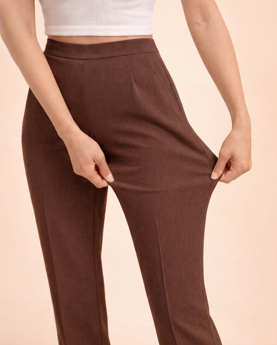 Regular Fit Women Chocolate Stretchable Pants