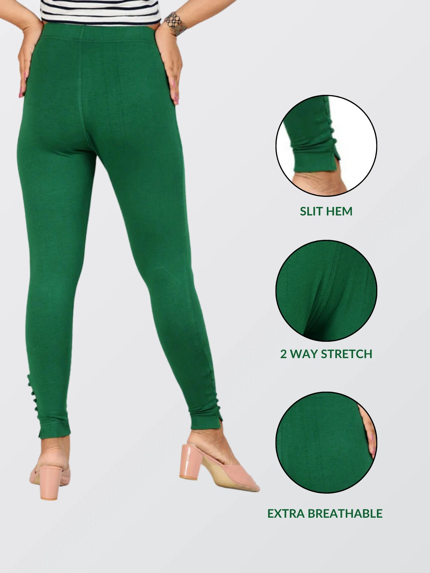 Ankle Length Western Wear Green Legging