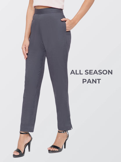 Regular Fit Women Dark Grey Stretchable Pants