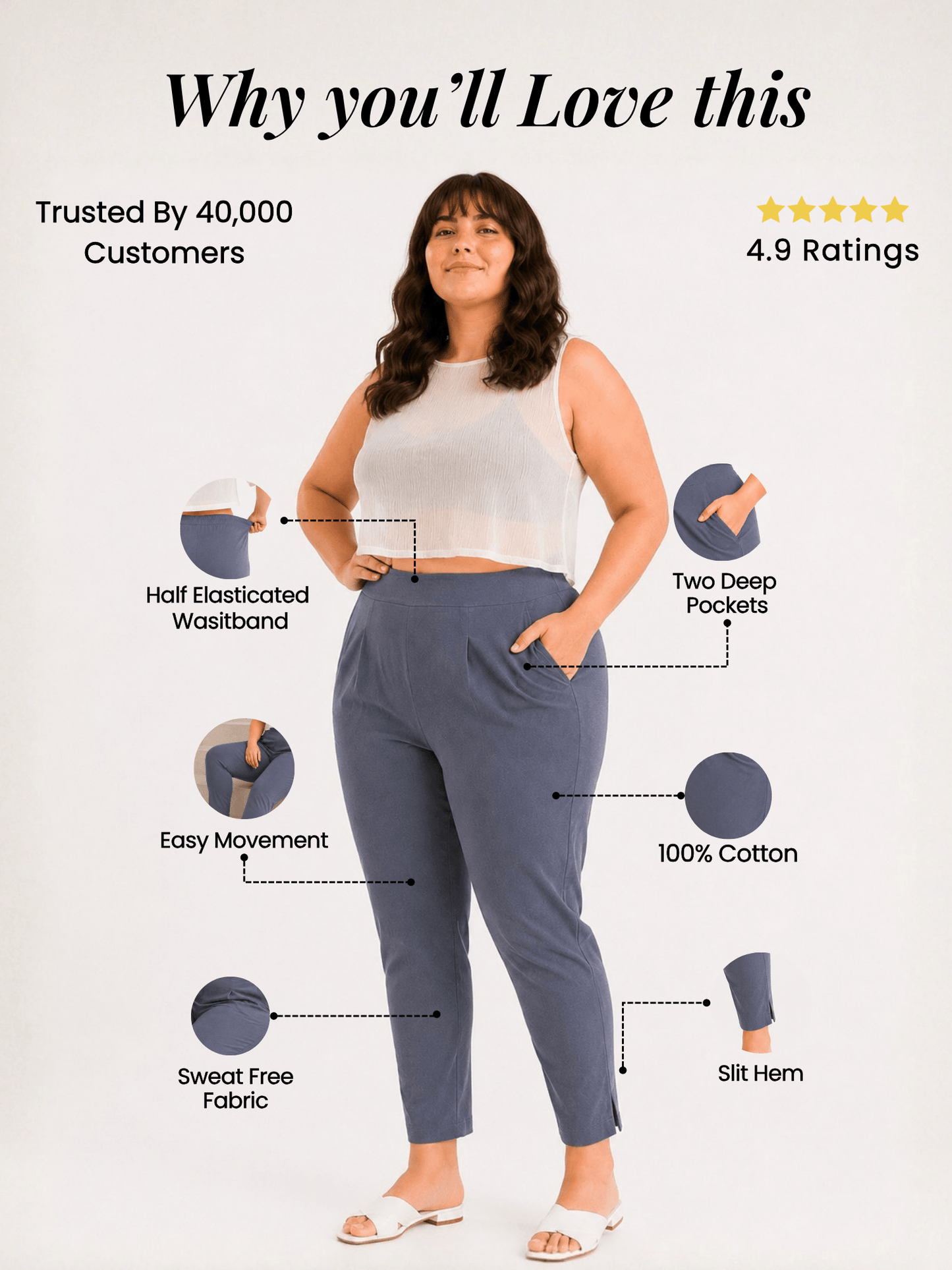 Women’s Grey Cotton Pants