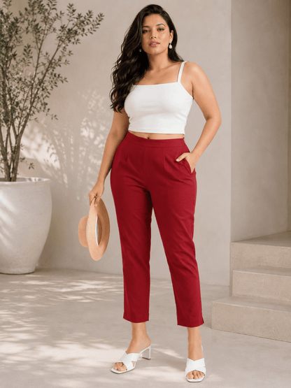 Women’s Maroon Cotton Pants
