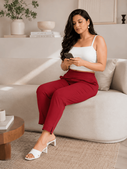 Women’s Maroon Cotton Pants
