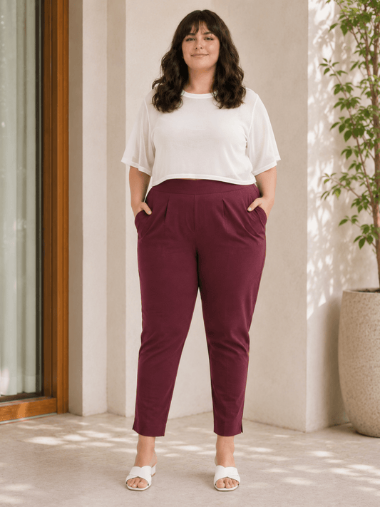 Women’s Wine Cotton Pants