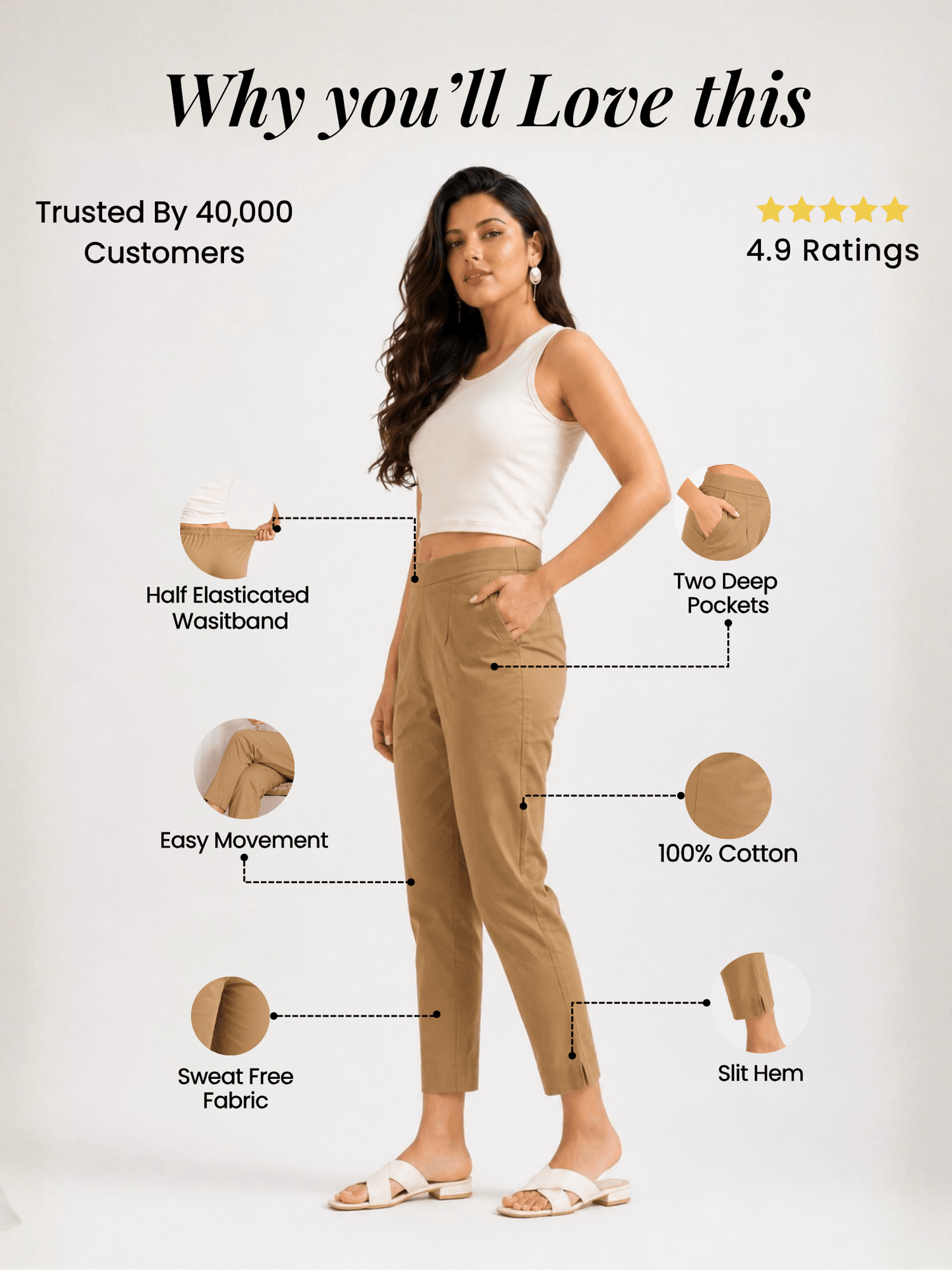 Women’s Coffee Brown Cotton Pants