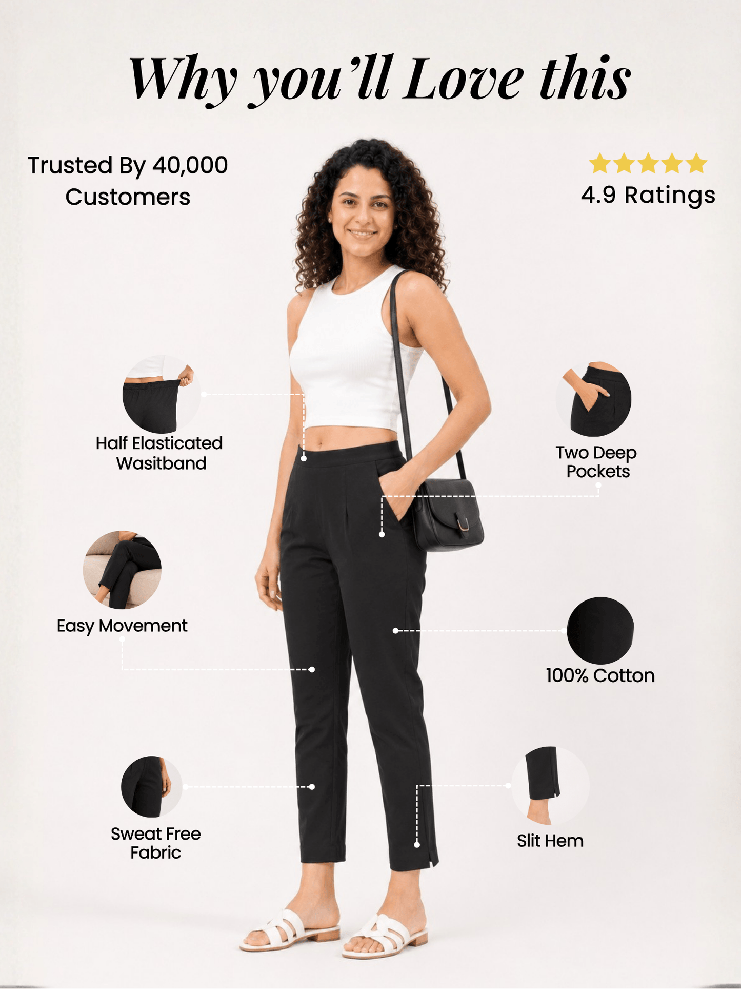 Women’s Black Cotton Pants