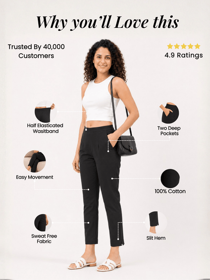 Women’s Black Cotton Pants
