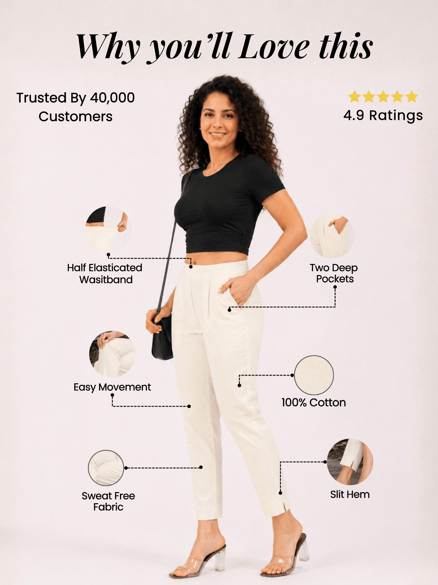 Women’s Cream Cotton Pants