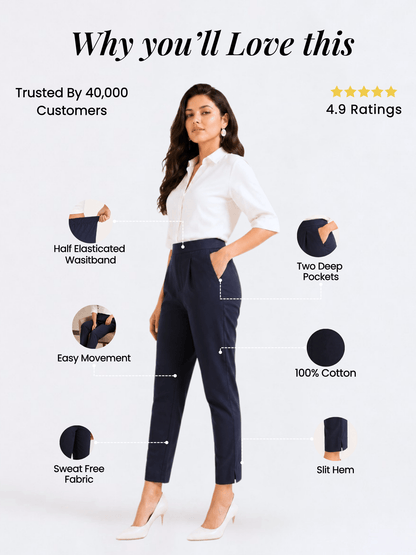 Women’s Dark Blue Cotton Pants
