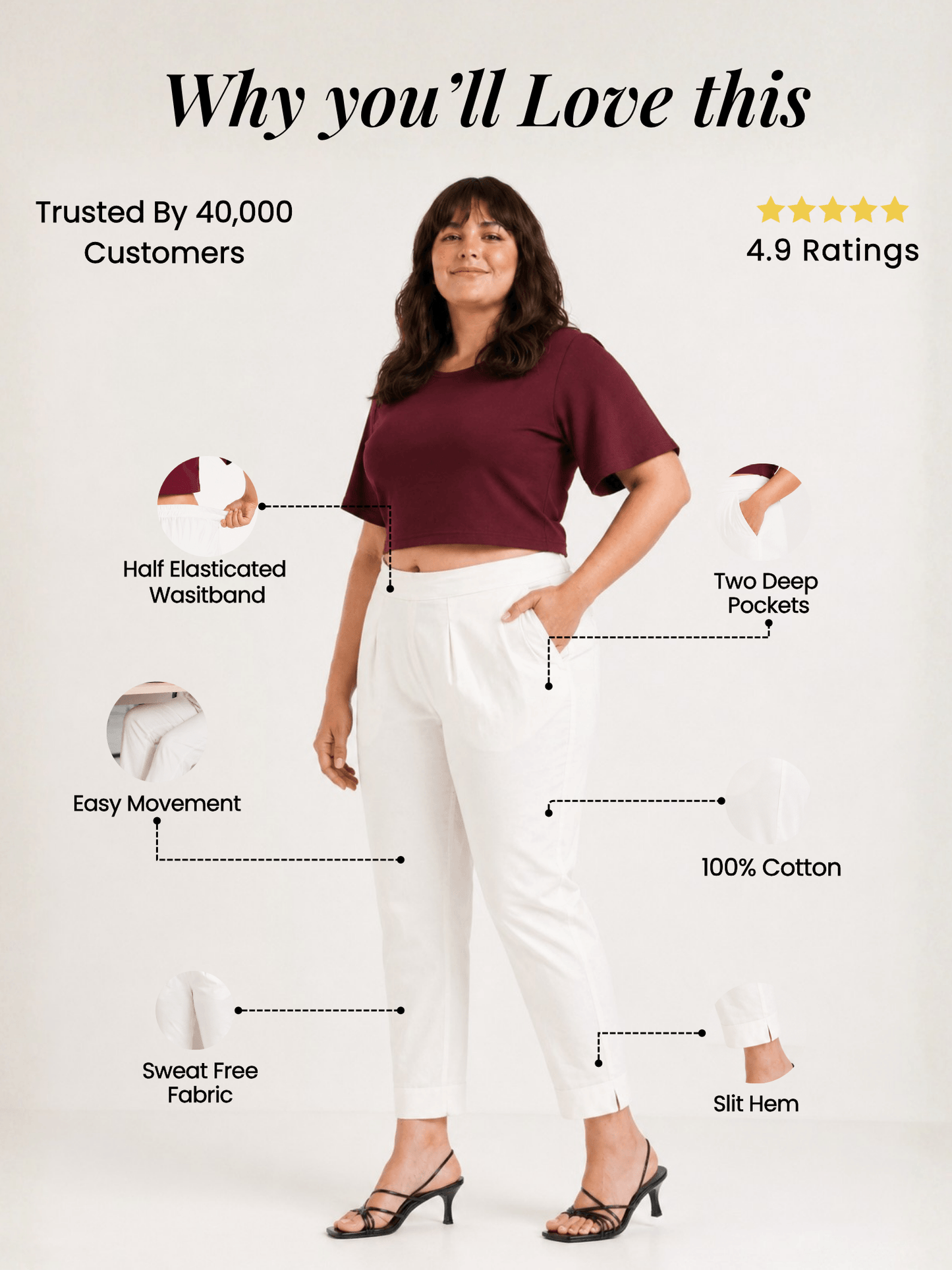 Women White Cotton Pants