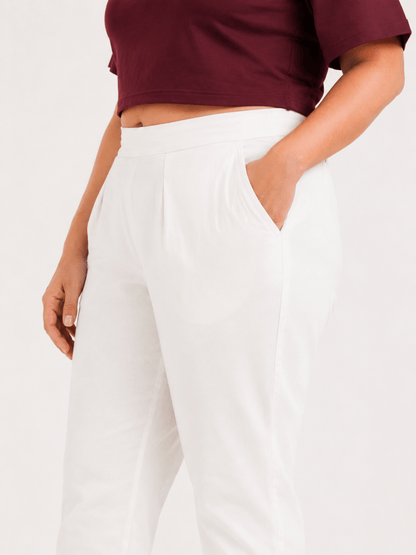 Women White Cotton Pants