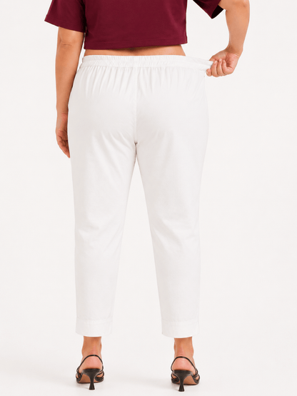 Women White Cotton Pants