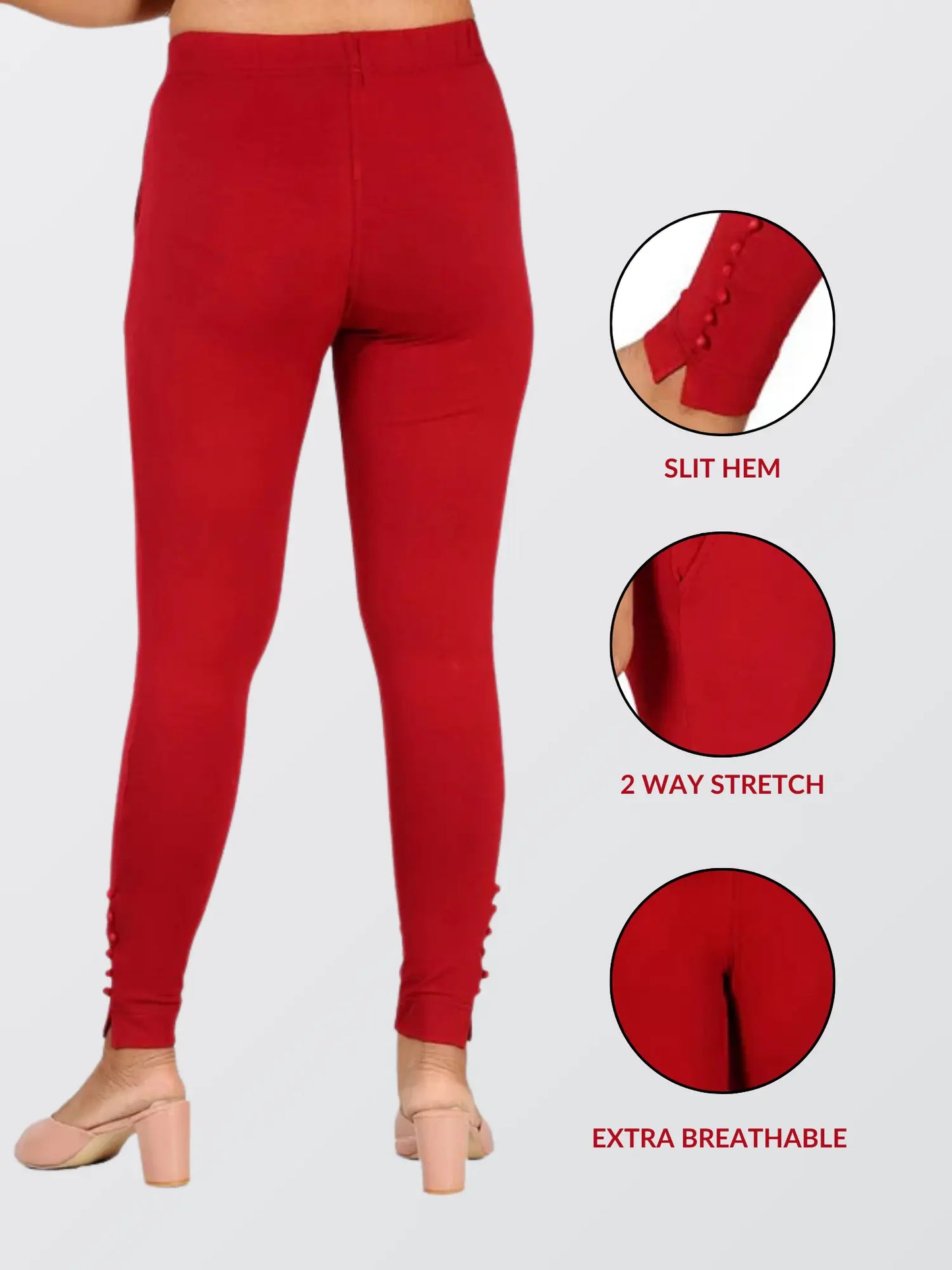 Ankle Length Western Wear Maroon Legging