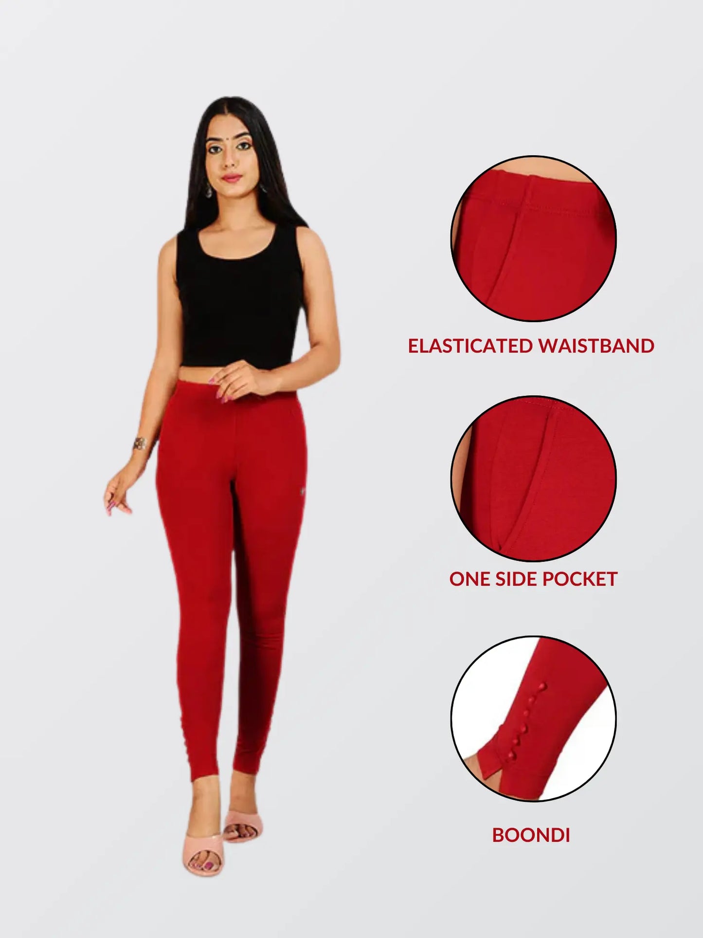 Ankle Length Western Wear Maroon Legging