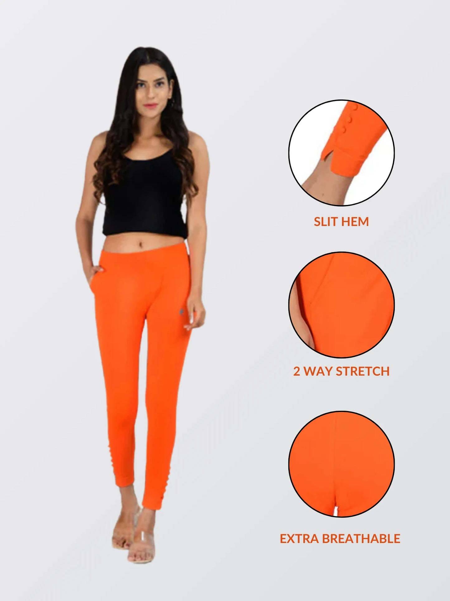 Ankle Length Western Wear Orange Legging