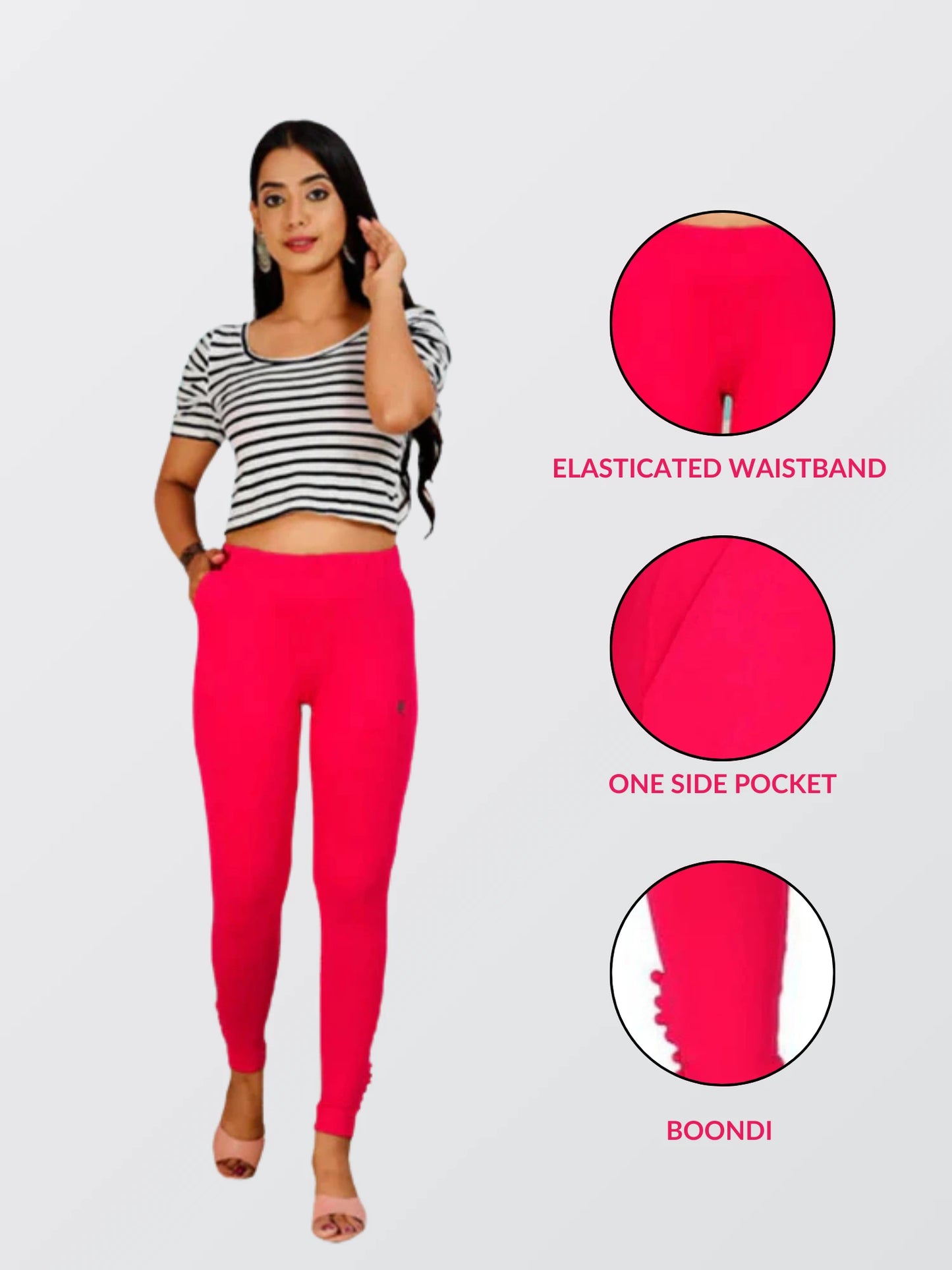Ankle Length Western Wear Pink Legging