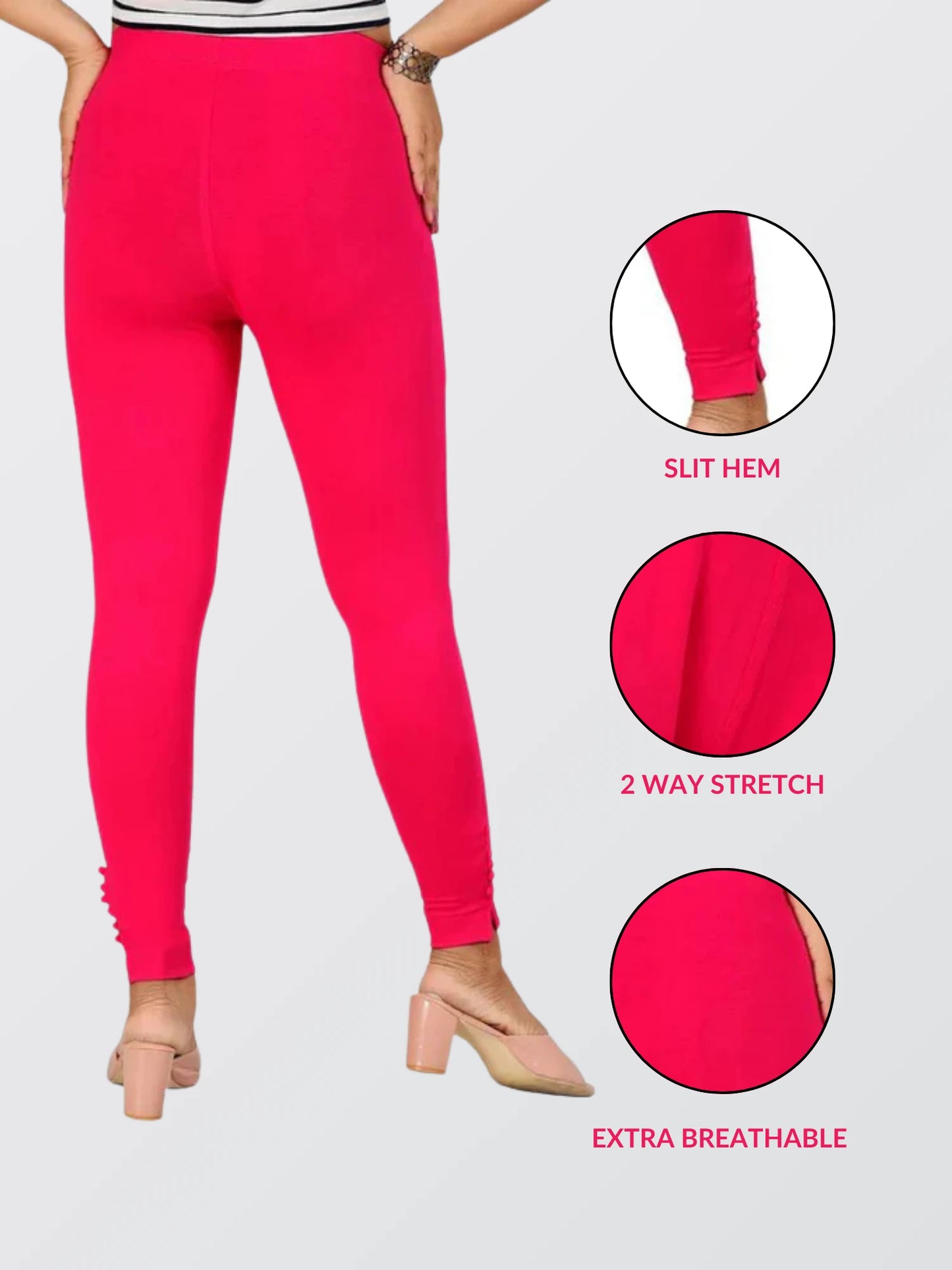 Ankle Length Western Wear Pink Legging
