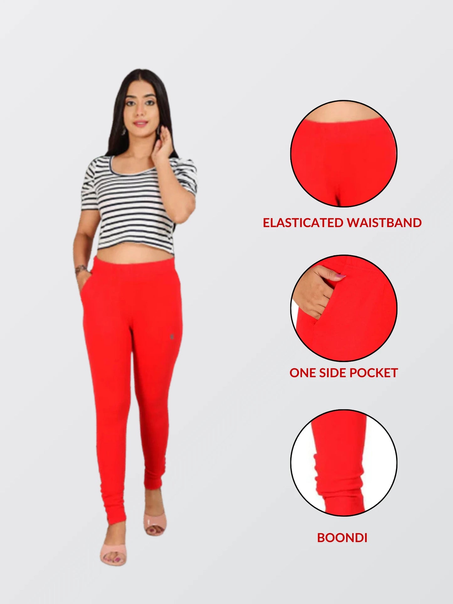 Ankle Length Western Wear Red Legging