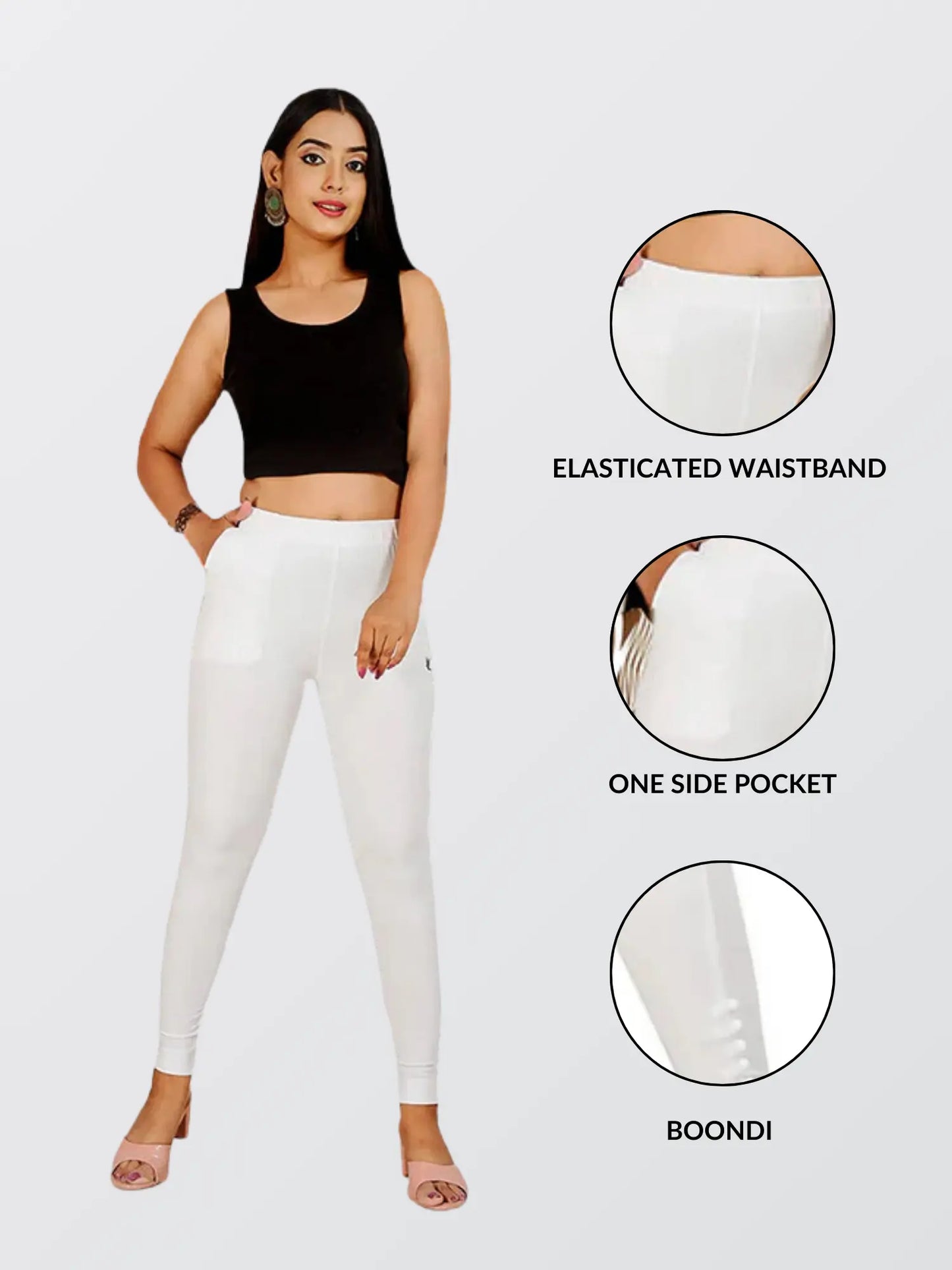 Ankle Length Western Wear White Legging