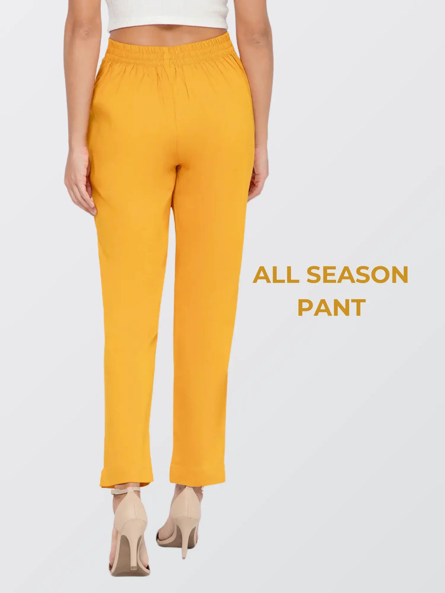 Regular Fit Women Mustard Stretchable Pants